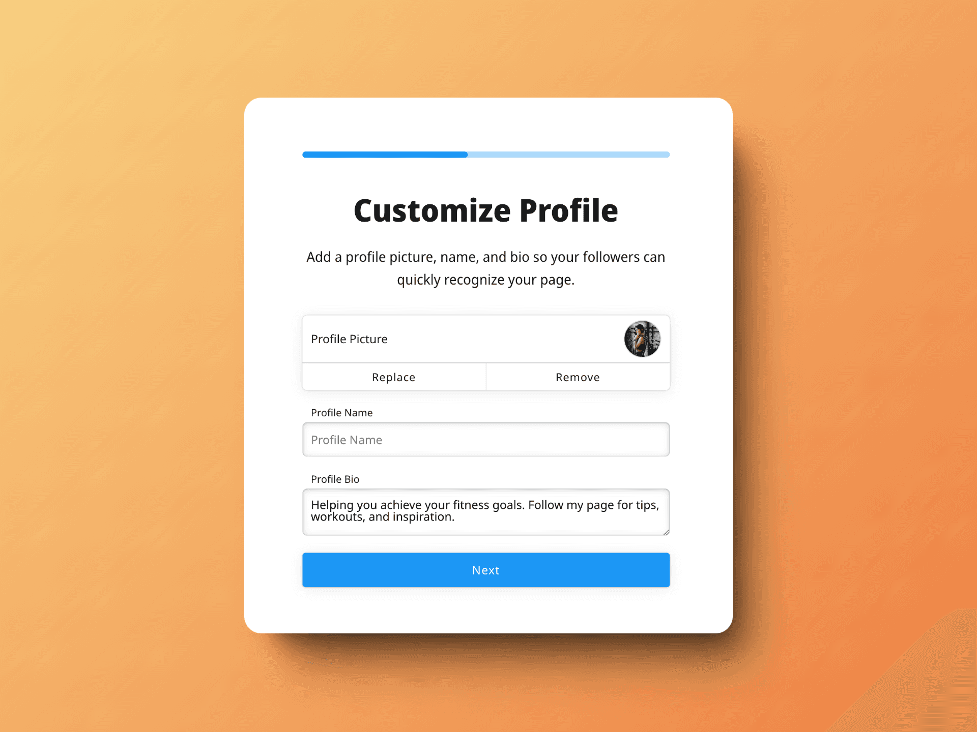 Customize profile
